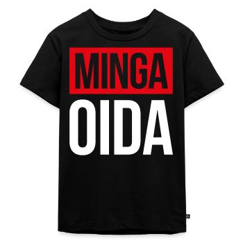 MINGA OIDA | MÜNCHEN | GESCHENK - Kinder Premium Bio T-Shirt - Schwarz - Vorne - Mikhail (115cm)