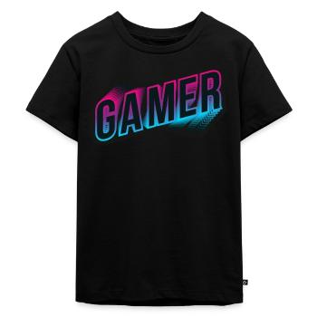 Gamer Neon 3D - Kids Premium Organic T-Shirt - black - Front - Mikhail (115cm)