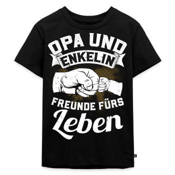 Opa und Enkelin - Freunde fürs Leben - Kinder Premium Bio T-Shirt - Schwarz - Vorne - Mikhail (115cm)