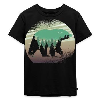 Grizzly Bär - Kinder Premium Bio T-Shirt - Schwarz - Vorne - Mikhail (115cm)