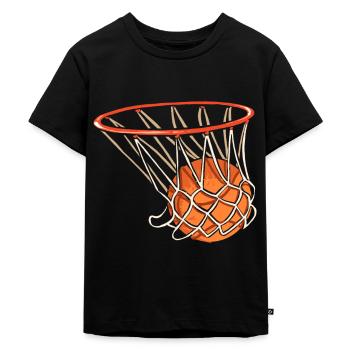 Basketball Korb - Kinder Premium Bio T-Shirt - Schwarz - Vorne - Mikhail (115cm)