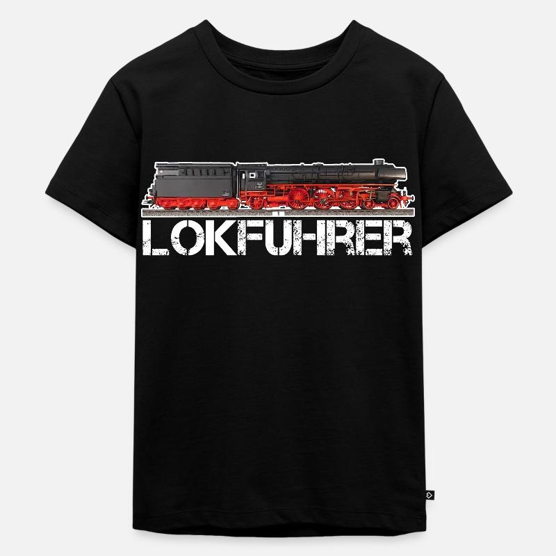 Lokführer Dampflok Echt Eisenbahn Geschenkidee - Kinder Premium Bio T-Shirt - Schwarz