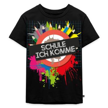 Schule ich komme - 1. Klasse Einschulung - Kinder Premium Bio T-Shirt - Schwarz - Vorne - Mikhail (115cm)