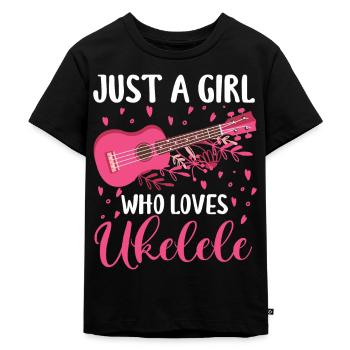 Ukulele Spieler Musikinstrument Gitarre Uke Hawaii - Kinder Premium Bio T-Shirt - Schwarz - Vorne - Mikhail (115cm)