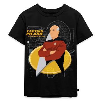 Star Trek The Next Generation Captain Picard - Kinder Premium Bio T-Shirt - Schwarz - Vorne - Mikhail (115cm)