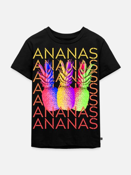 Ananas Sommer Frucht - Kinder Premium Bio T-Shirt - Schwarz