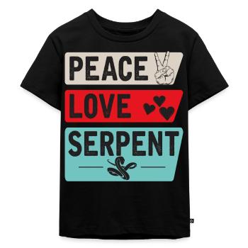 Peace Love Serpent Musical Instrument - Kinder Premium Bio T-Shirt - Schwarz - Vorne - Mikhail (115cm)