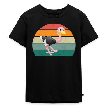 strauße laufvögel laufvogel vogel strauß afrika - Kinder Premium Bio T-Shirt - Schwarz - Vorne - Mikhail (115cm)