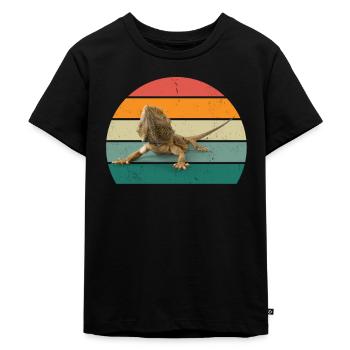 Lézard Lézards Écailles à sang froid Reptiles - T-shirt Premium bio Enfant - noir - Devant - Mikhail (115cm)