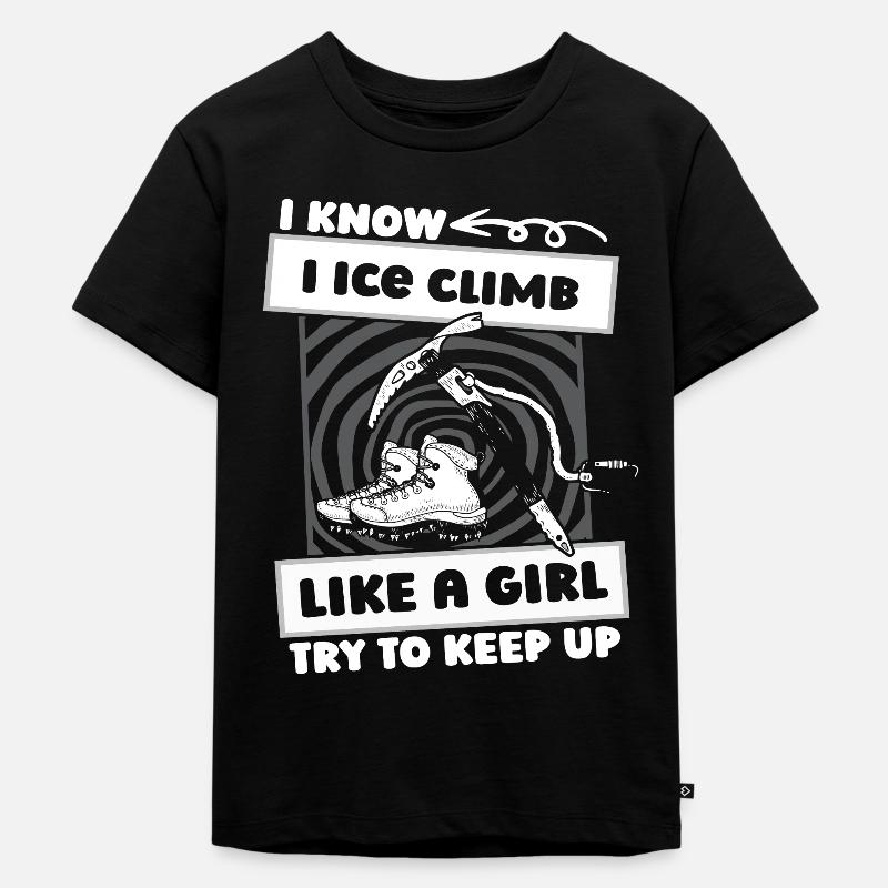 Eisklettern Mädchen - Kinder Premium Bio T-Shirt - Schwarz