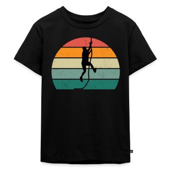 Kletterer Klettererin Bouldern Boulderin Klettern - Kinder Premium Bio T-Shirt - Schwarz - Vorne - Mikhail (115cm)