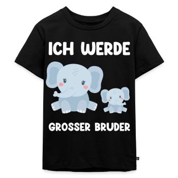 Ich Werde Grosser Bruder - Elefanten - Kinder Premium Bio T-Shirt - Schwarz - Vorne - Mikhail (115cm)