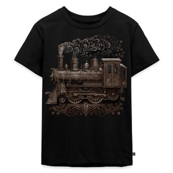 Dampflokomotive - Kinder Premium Bio T-Shirt - Schwarz - Vorne - Mikhail (115cm)