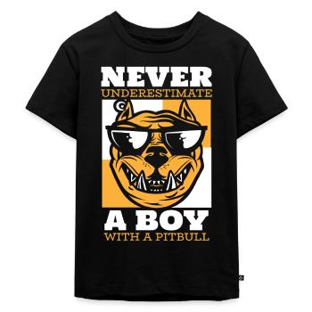 Pitbull drôle Pitbull Interdiction - T-shirt Premium bio Enfant - noir - Devant - Mikhail (115cm)