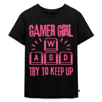 Gamer Girl essaie de suivre - T-shirt Premium bio Enfant - noir - Devant - Mikhail (115cm)
