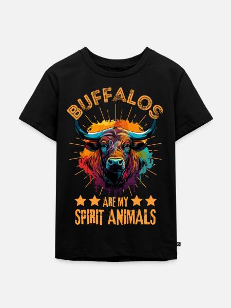 Bunter Büffel Wasserbüffel - Kinder Premium Bio T-Shirt - Schwarz