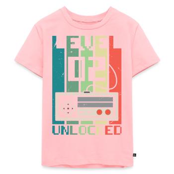 Level 2 freigeschaltet - Kinder Premium Bio T-Shirt - Rosa - Vorne - AI Model Kid Female (0cm)