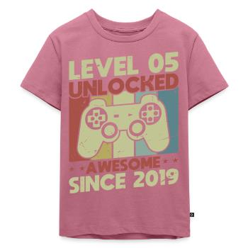 Level 5 Unlocked - Kids Premium Organic T-Shirt - mauve - Front - Hailey (125cm)