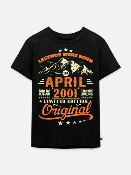 April 2001 Cadeau Anniversaire 2001 Légendes April - T-shirt Premium bio Enfant - noir