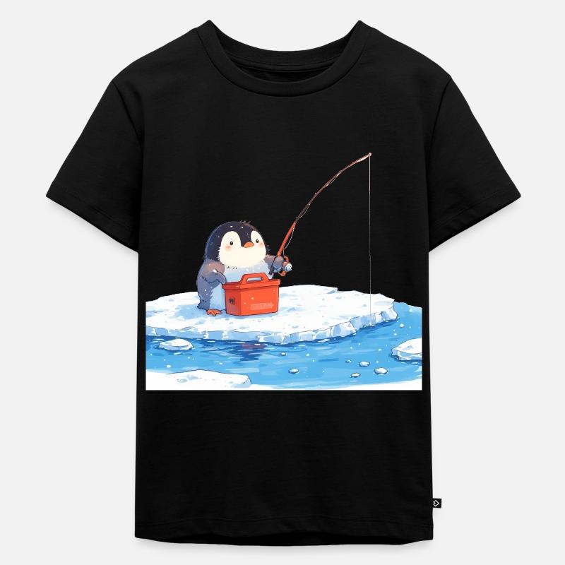 Pinguin Kawaii Pinguin Niedlich - Kinder Premium Bio T-Shirt - Schwarz