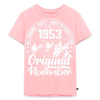 November 1953 Original 71 Jahre altes Geburtstagsgeschenk - Kinder Premium Bio T-Shirt - Rosa - Vorne - AI Model Kid Female (0cm)