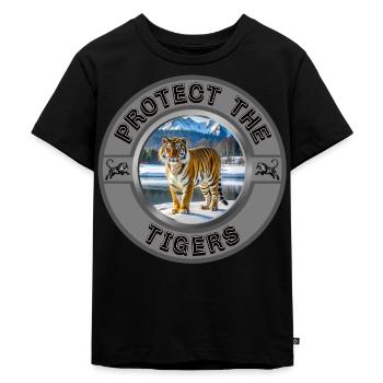 Protect the Tigers - Kids Premium Organic T-Shirt - black - Front - Mikhail (115cm)