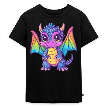 Bunter Baby-Drache - Kinder Premium Bio T-Shirt - Schwarz - Vorne - Mikhail (115cm)