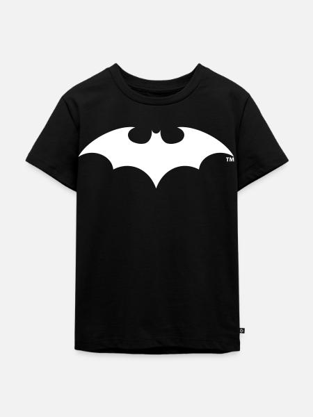 Batman White Bat Logo - Kinder Premium Bio T-Shirt - Schwarz