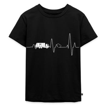 Müllauto Herzschlag Müllwagen Recycling Fahrzeuge - Kinder Premium Bio T-Shirt - Schwarz - Vorne - Mikhail (115cm)