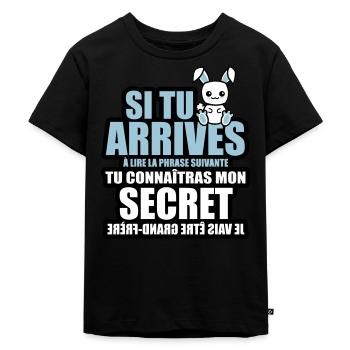 tu connaîtras mon secret je vais être grand-frère - T-shirt Premium bio Enfant - noir - Devant - Mikhail (115cm)