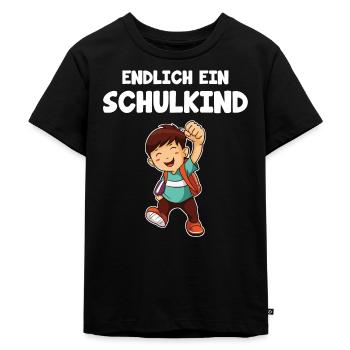 Schulanfang Schulbeginn Schulänfänger Geschenk - Kinder Premium Bio T-Shirt - Schwarz - Vorne - Mikhail (115cm)