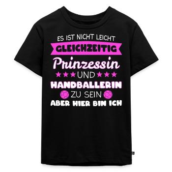Handballer Frauen Handball Mannschaft Geschenk - Kinder Premium Bio T-Shirt - Schwarz - Vorne - Mikhail (115cm)