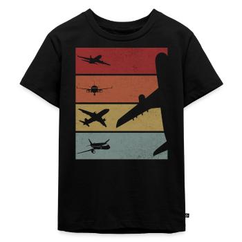 Flugzeug Pilot Flugzeuge Geschenk - Kinder Premium Bio T-Shirt - Schwarz - Vorne - Mikhail (115cm)