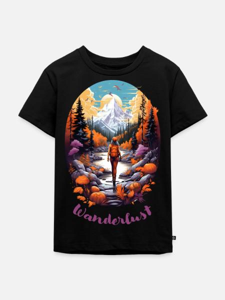 Wandern - Frau 2 - Kinder Premium Bio T-Shirt - Schwarz