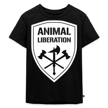ANIMAL LIBERATION - Kinder Premium Bio T-Shirt - Schwarz - Vorne - Mikhail (115cm)