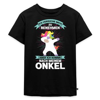 Onkel Nichte Neffe Geschenk - Kinder Premium Bio T-Shirt - Schwarz - Vorne - Mikhail (115cm)