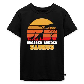 Großer Bruder Saurus Brachiosaurus Dino Geburt - Kinder Premium Bio T-Shirt - Schwarz - Vorne - Mikhail (115cm)