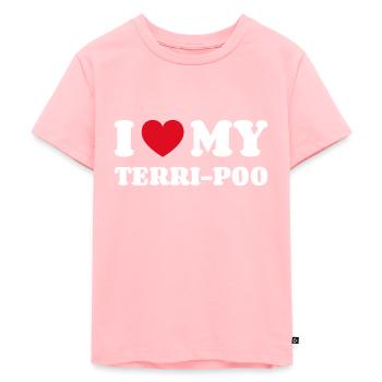 I Love My Terri-Poo - Kinder Premium Bio T-Shirt - Rosa - Vorne - AI Model Kid Female (0cm)