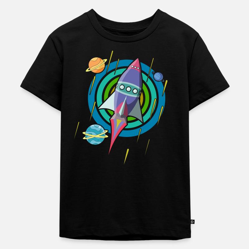Rakete Raumfahrt Raumschiff - Kinder Premium Bio T-Shirt - Schwarz