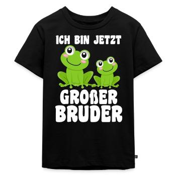 Bruder Geschwister Frosch Grosser Bruder Geschenk - Kinder Premium Bio T-Shirt - Schwarz - Vorne - Mikhail (115cm)