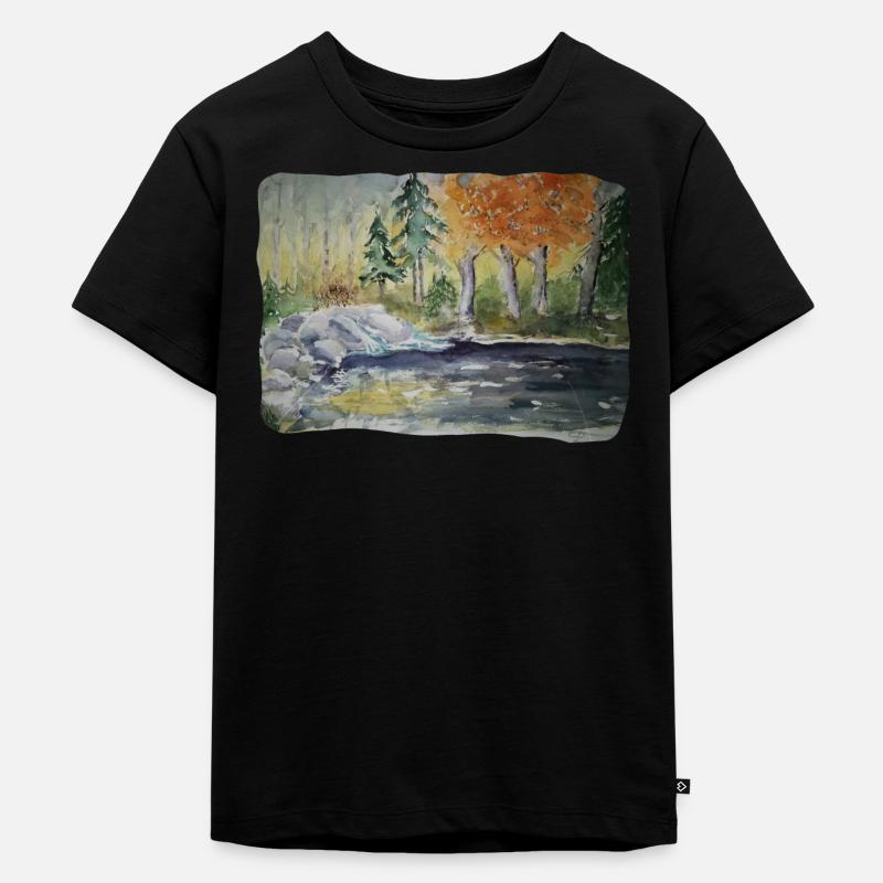 Rivière dans la forêt par Erika Pfeiffer - T-shirt Premium bio Enfant - noir