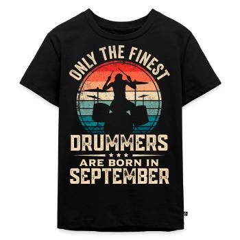 Schlagzeuger Geboren im September Geburtstag Schlagzeuger - Kinder Premium Bio T-Shirt - Schwarz - Vorne - Mikhail (115cm)