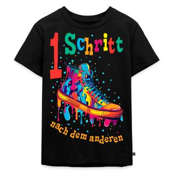 Ein Schritt nach dem anderen Mut machen Motivation - Kinder Premium Bio T-Shirt - Schwarz - Vorne - Mikhail (115cm)