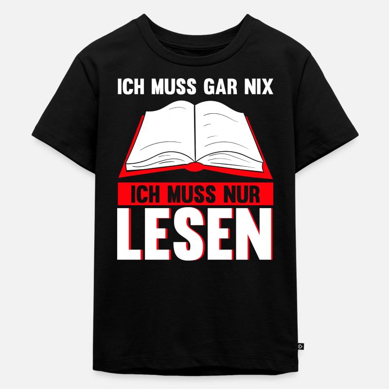 Lesen Bücherwurm Buch Geschenk - Kinder Premium Bio T-Shirt - Schwarz