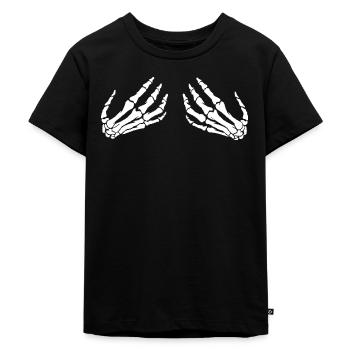 Skeleton Hand Shirt - Skeleton Hand Bra Halloween - Kinder Premium Bio T-Shirt - Schwarz - Vorne - Mikhail (115cm)