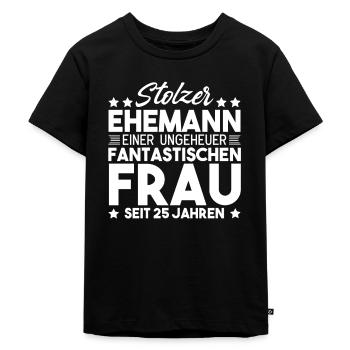 Ehepaar Ehemann Silberhochzeit Geschenk - Kinder Premium Bio T-Shirt - Schwarz - Vorne - Mikhail (115cm)