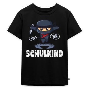Einschulung Erstklässler Schulkind Ninja - Kinder Premium Bio T-Shirt - Schwarz - Vorne - Mikhail (115cm)