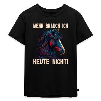 Pferdemädchen Pferdemama - Reiten - Westernreiten - Kinder Premium Bio T-Shirt - Schwarz - Vorne - Mikhail (115cm)