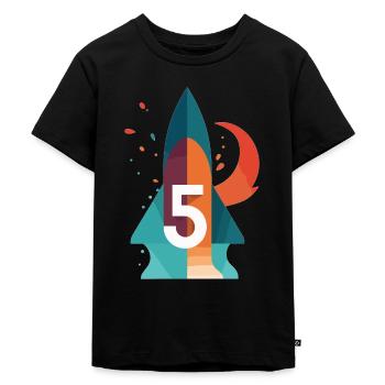 5th Birthday Rocket - Kids Premium Organic T-Shirt - black - Front - Mikhail (115cm)