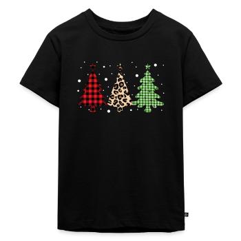 Joyeux Noël Buffalo Trees Leopard Plaid Print - T-shirt Premium bio Enfant - noir - Devant - Mikhail (115cm)